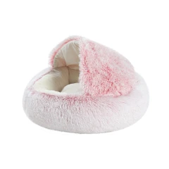 Легло за домашни любимци Edea, Тип къщичка 2в1, Дълъг косъм 40х40 cm., Розов